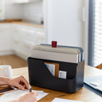 Rotho MYPAPER Plus Inbox, Dokumentenorganizer für Büro und Homeoffice, Schreibtisch Organizer mit Griff, Kunststoff, schwarz, 34,5 × 15,2 × 28,7 cm