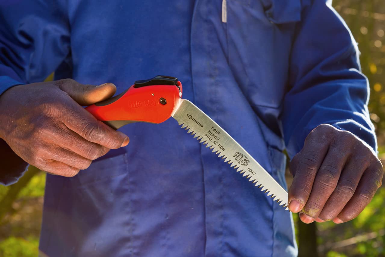 FELCO 600 Säge (Sägeblatt 16 cm, Klappsäge Schnitt-ø 50 mm, Länge 350 mm, ziehender Schnitt, Astsäge klappbar, Baumsäge für Links- und Rechtshänder), 26 x 16 x 12 cm