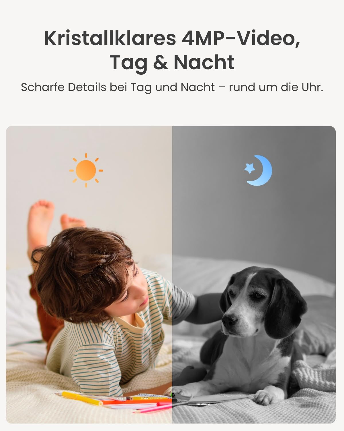 Reolink 2K Überwachungskamera Innen, 360°-Ansicht Indoor Kamera WLAN mit Auto-Tracking, Baby Monitor mit Personen-/Tier-/Weinen-Erkennung, 2,4 GHz Wi-Fi, Privatmodus, 2-Wege-Audio, E1 4MP