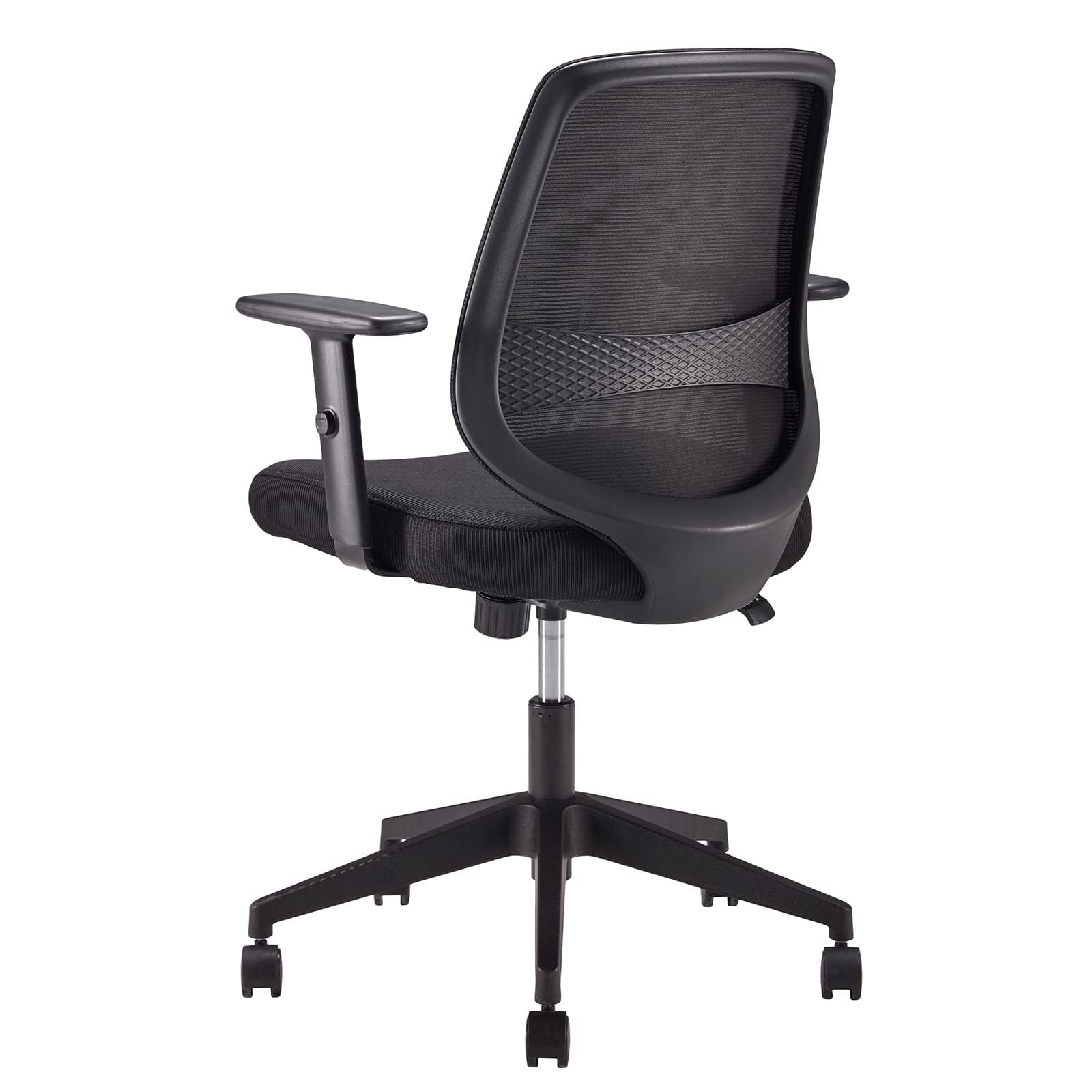 Amazon Basics Ergonomischer Bürostuhl, Schreibtischstuhl mit verstellbaren Armlehnen, Lendenwirbelstütze, Chefsessel aus Mesh-Gewebe, rückenfreundlich, einfache Montage, 63,5 x 58,4 x 91,4 cm, schwarz