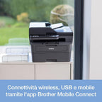 Brother MFC-L2835DW - 4-in-1-Multifunktionsdrucker (Drucken/Scan/Kopieren/Faxen) Laserdrucker Monochrom - WLAN & Ethernet - Dokumentenzuführung (ADF) für 50 Blatt - Druckgeschwindigkeit von 32 Seiten