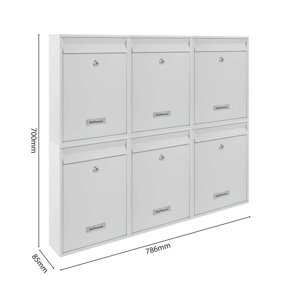 Zedelmaier Mehrfamilienhaus personalisiert 6er Briefkastensysteme DIN C4 Briefkastenanlage Briefkästen Wandbriefkasten Postkasten inkl. 4 Schlüsseln 26x35x8,5cm Weiß XL