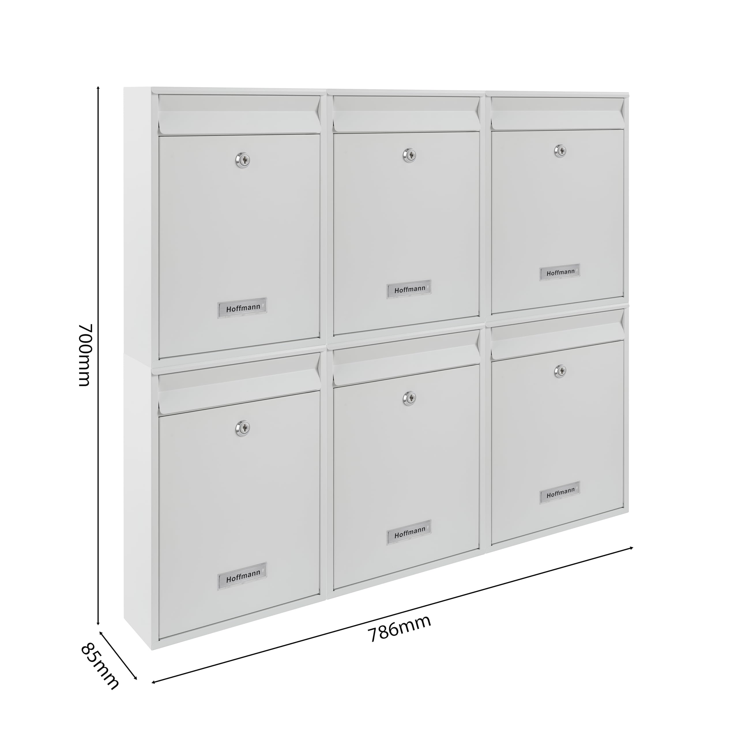 Zedelmaier Mehrfamilienhaus personalisiert 6er Briefkastensysteme DIN C4 Briefkastenanlage Briefkästen Wandbriefkasten Postkasten inkl. 4 Schlüsseln 26x35x8,5cm Weiß XL