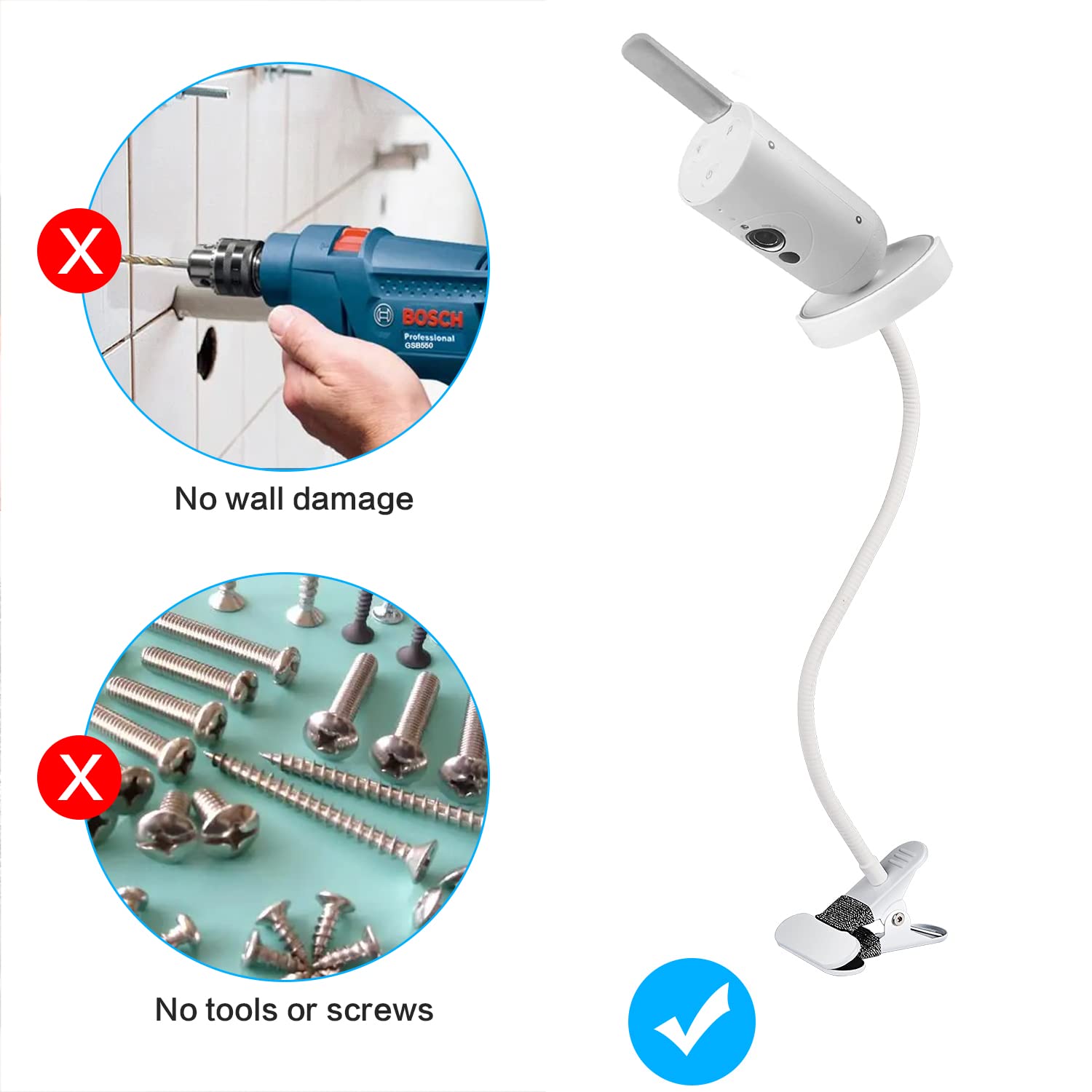 Monitor Halterung für Philips Avent Babyphone SCD923/26, Flexible Baby Kamera Halter für SCD643/26, Holder für Philips Avent Video Baby Monitor, Video Babyphone Kamera Mount Halterung Stand Zubehör