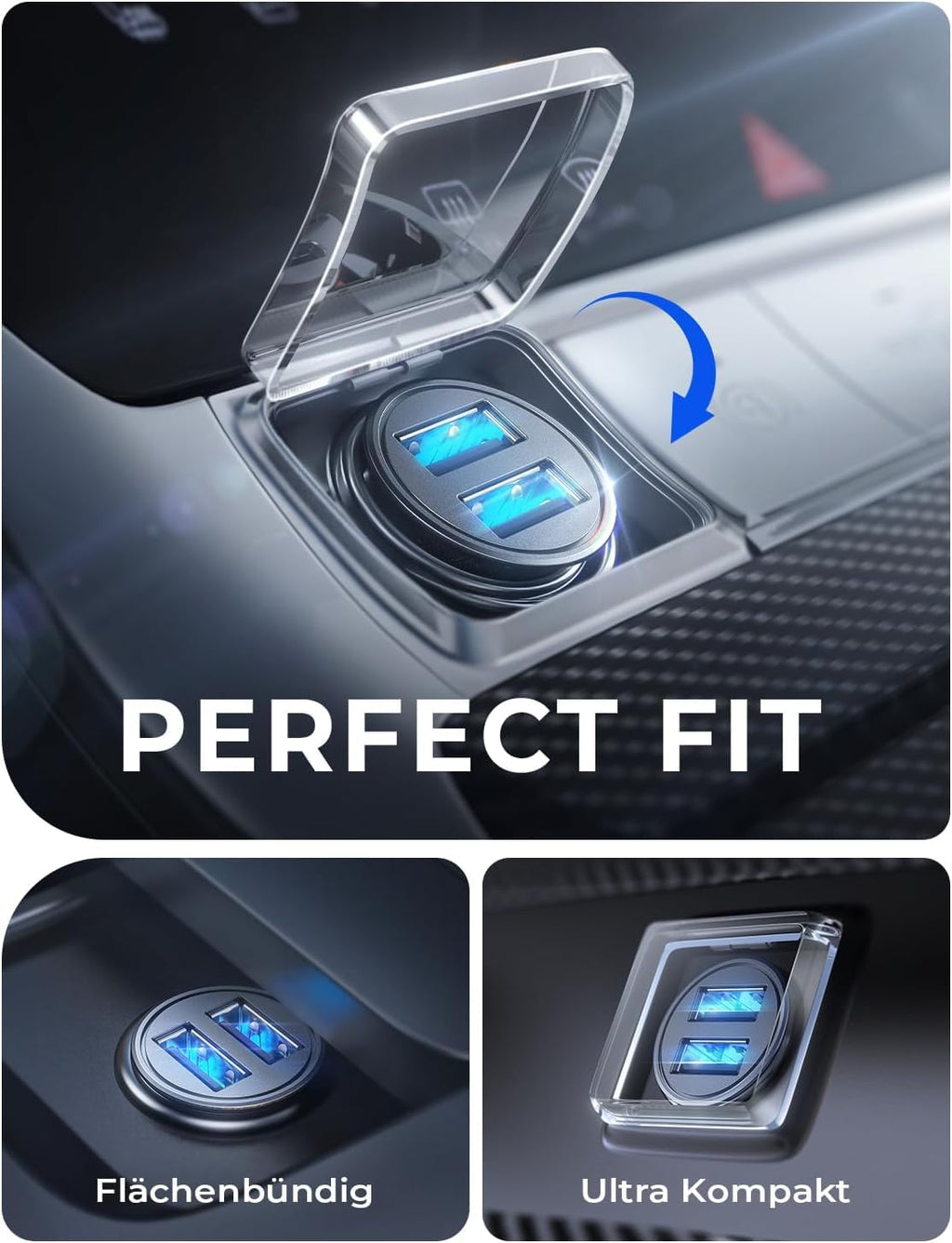 AINOPE 24W Zigarettenanzünder USB, [Mini Metall] 12V USB Adapter Auto Ladegerät, 4.8A Car Charger Steckdose Auto Handy Ladegerät für iPhone 17 Air, Galaxy S25, iPad Pro, Huawei, Xiaomi und mehr