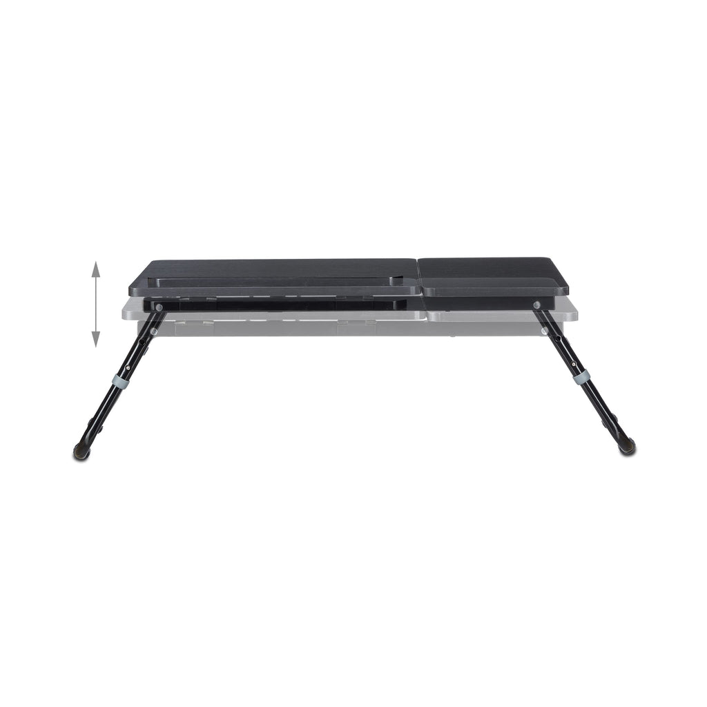 Relaxdays Laptoptisch, Lapschreibtisch, Betttisch, Betttablett, Notebooktisch, Beistelltisch, Laptop WTH 75 cm x 35 cm x 40 cm, Holz, schwarz, mit Leseklappe, höhenverstellbar, zusammenklappbar