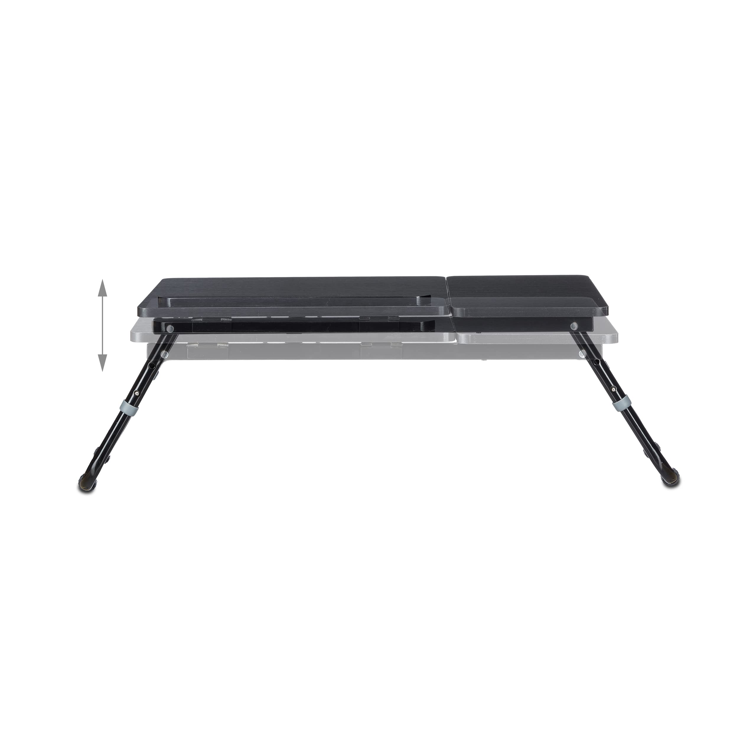 Relaxdays Laptoptisch, Lapschreibtisch, Betttisch, Betttablett, Notebooktisch, Beistelltisch, Laptop WTH 75 cm x 35 cm x 40 cm, Holz, schwarz, mit Leseklappe, höhenverstellbar, zusammenklappbar