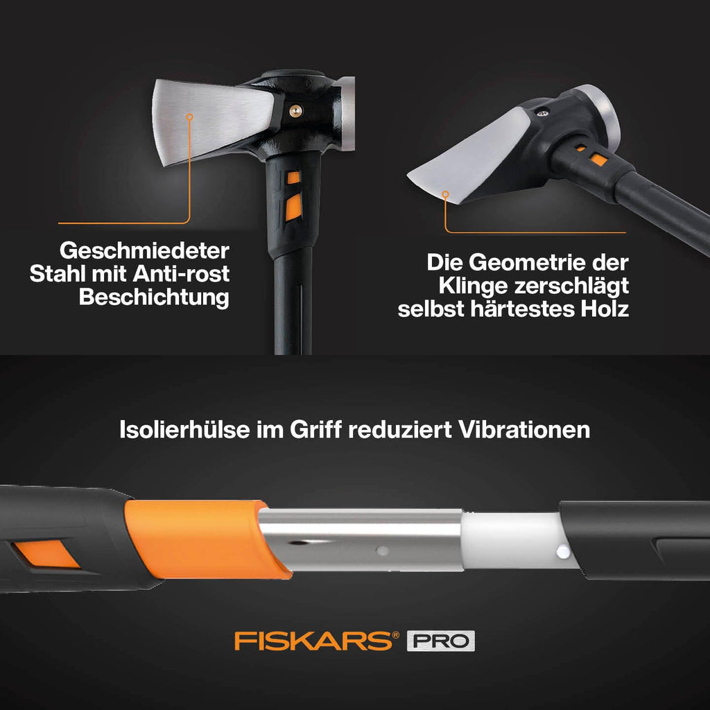 Fiskars Spaltaxt IsoCore XXL zum Spalten von Stammstücken oder zum Eintreiben von Keilen, Länge: 92 cm, Kopfgewicht: 3,6 kg, Schwarz/Orange, 1020220
