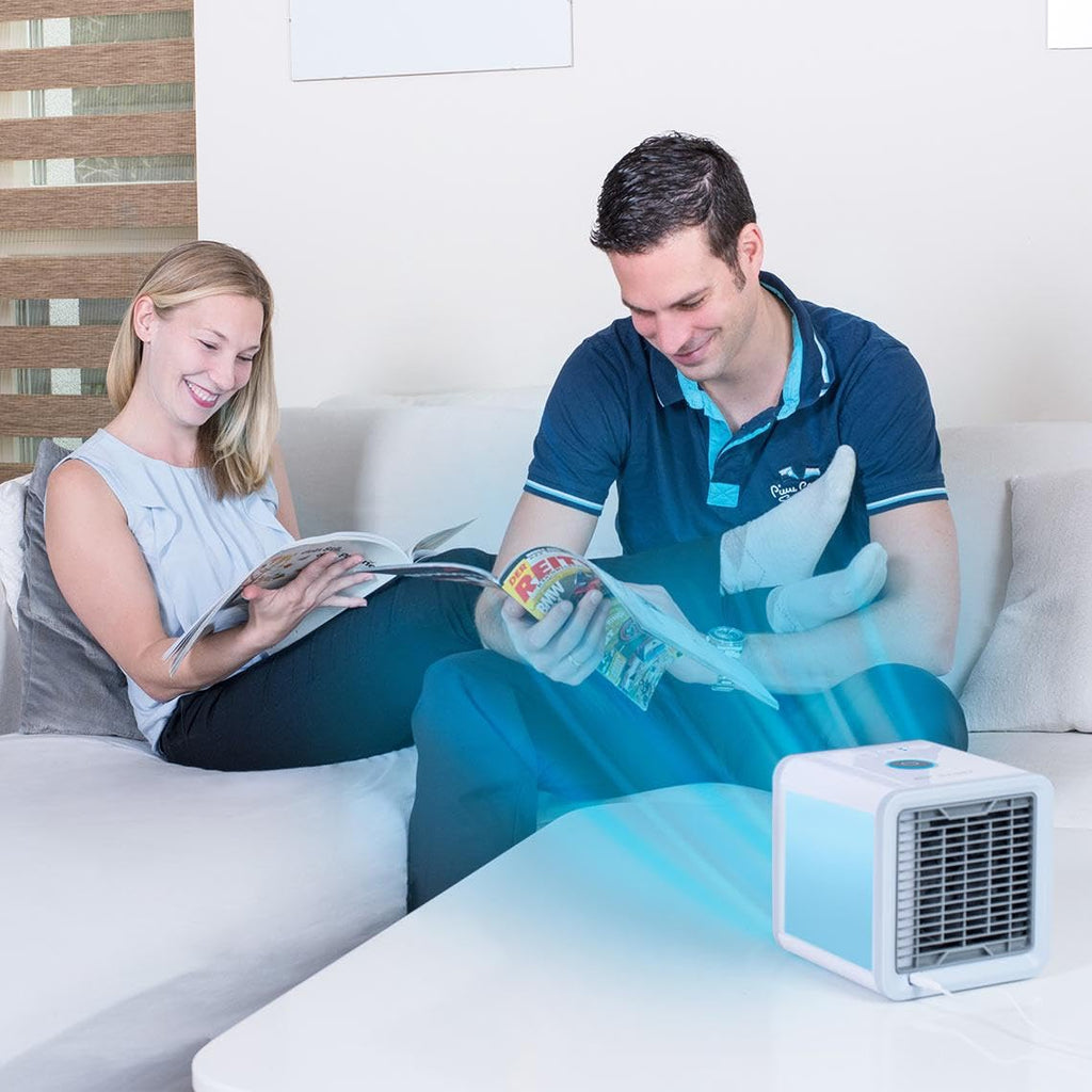 Livington Arctic Air – Das Original aus dem TV - Luftkühler mit Wasserkühlung - Mobiles Klimagerät ohne Abluftschlauch – Luftbefeuchter - Verdunstungskühler - Ventilator klein