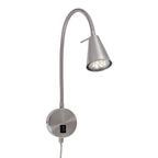 BRILONER - LED Bettlampe, Bettleuchte Flexarm, inkl. An-/Ausschalter, schwenkbar, 4,7 Watt, 350 Lumen, Schlafzimmerlampe, Büroleuchte, warmweiße Lichtfarbe, Metall, 45x20,5 cm, Matt-nickel