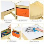 COSTWAY 3 TLG. Kindersitzgruppe, Kindertisch mit 2 Stühlen aus Holz, 3 in 1 Maltisch & Aktivitätstisch & Tafeltisch, Kindermöbel Kindersitzgarnitur für Kleinkinder von 3-7 Jahren (Natur)