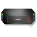 DRIFT GAMING DRDZ175RGB - Gaming-Tisch mit Kohlefaser-Tischplatte, Getränke- und Headset-Halter, Sound Reactive RGB-Seiten, Mousepad 80 x 30 cm, Schwarz, 130 x 60 x 75 cm