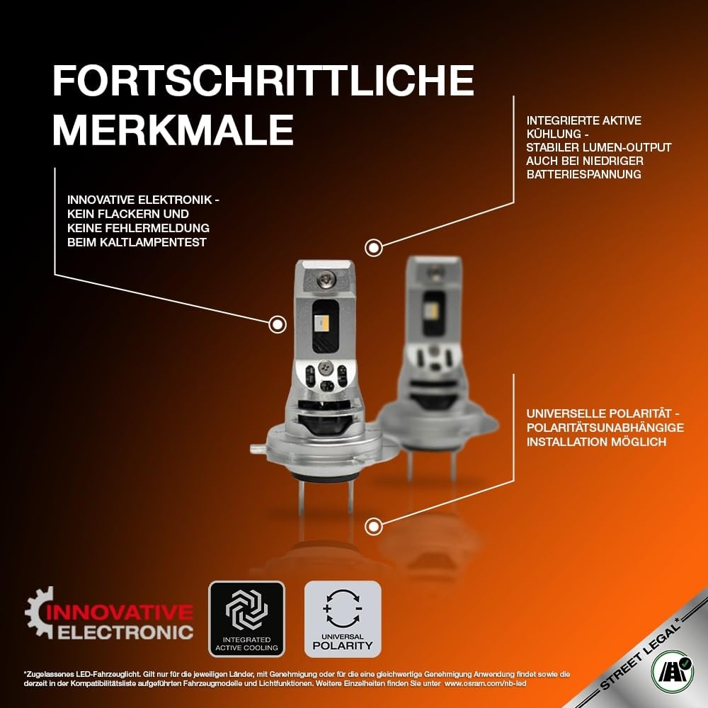 OSRAM Night Breaker LED H7 Straßenzulassung Autofahrerfreundlich Heller Blendungsarm