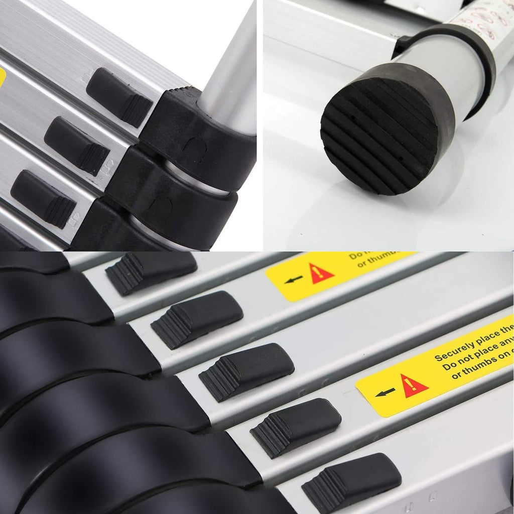 3,2M Teleskopleiter, Mehrzweckleiter Aluminium, 150 kg/330 Pfund Belastbarkeit, Ausziehbar Aluleiter, Ausziehleiter für Dachboden/Kletterdach/Büronutzung/Baujob