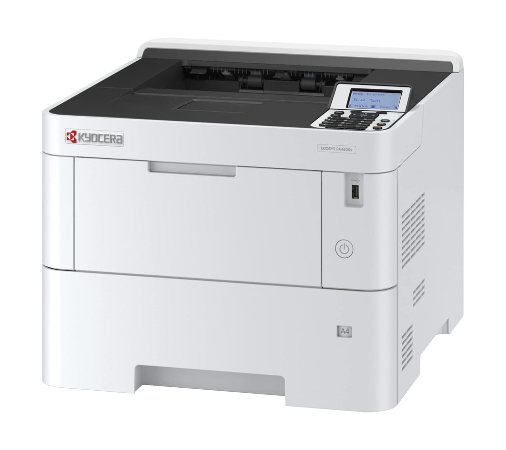 Kyocera Ecosys PA4500x Laserdrucker Schwarz Weiss, Duplex-Einheit, 45 Seiten pro Minute, Laserdrucker mit 100+500 Blatt Zufuhr, Gigabit LAN. Schwarz-Weiss-Drucker mit Mobile Print