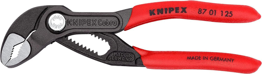 KNIPEX Cobra Hightech-Wasserpumpenzange auf SB-Karte mit rutschhemmendem Kunststoff überzogen 125 mm, 87 01 125 SB