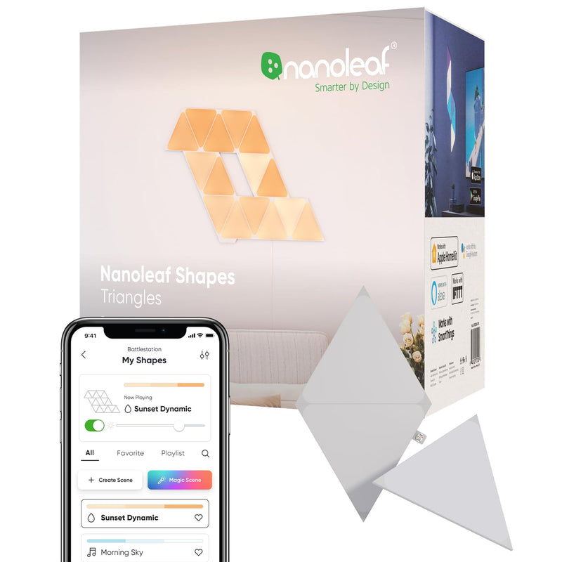 Nanoleaf Shapes Triangle Erweiterungspack, 3 zusätzliche Dreieckigen LED Panels - Smarte Modulare RGBW WLAN 16 Mio. Farben Wandleuchte Innen, Musik & Bildschirm Sync, Funktioniert mit Alexa
