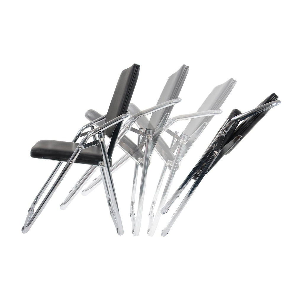 hjh OFFICE 4 x Klappstuhl ESTO PU Schwarz Konferenzstuhl Besucherstuhl klappbar 4er Pack