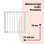 Safety 1st Flat Step Gate, Treppenschutzgitter ohne Bohren, 73–80 cm (max. 101 cm erweiterbar), Sehr Flache Türkante, Türschutzgitter "Bleibt Offen", Mit Einer Hand Öffnen, Montage ohne Bohren, Weiß