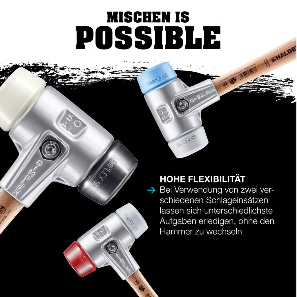 SIMPLEX-Schonhammer, TPE-soft/Superplastik; mit Aluminiumgehäuse und hochwertigem Holzstiel | D=30 mm | 3117.030