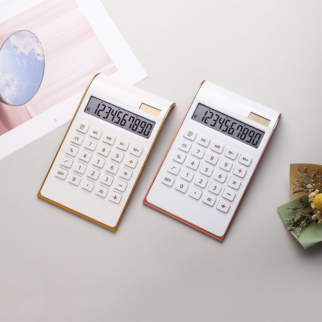 Leoyee Taschenrechner, ultradünnes und Elegantes Neigungsdesign, Dual-Power-Desktop-Rechner, Büro/Heimelektronik, Solarenergie, Neigungs LCD Display, 10 stellig