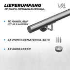 V2Aox Handlauf Treppengeländer aus Edelstahl, Durchmesser: 4,2 cm, Rostfrei & Wetterfest, Inklusive Montagematerial, Halter, Länge: 140 cm