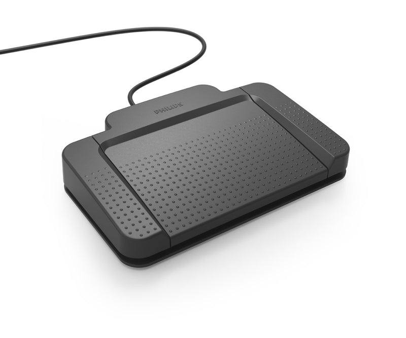 Philips ACC2320 USB-Fußschalter, 3 Pedal-Design Schnellvorlauf, Wiedergabe, Schnellrücklauf, CD mit Treibern und Konfigurationssoftware Anthrazit
