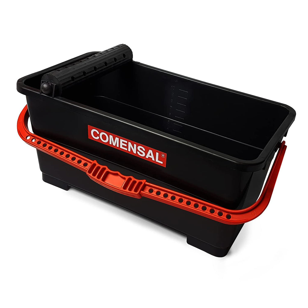 COMENSAL Fliesenwaschset - 7-teiliges Fliesenleger Waschset M - 12L - Profi Fliesen Waschset zum Verputzen - mit Rollenaufsatz - Fugengummi - Hydroschwamm - Reibebrett mit Zellkautschuk - Made in EU