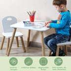 Kesper| Kindertisch mit 2 Stühlen, Material: Faserplatte, Maße: 55 x 55 x 45 cm, Farbe: Weiß | 17712 13