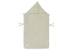 Jollein Fußsack Basic Knit Olive Green - Für Babyschale Kinderautositz Gruppe 0+ und Kinderwagen - Für 3-Punkt- und 5-Punkt-Gurt - Strickmuster und Fleece Futter - Olivgrün