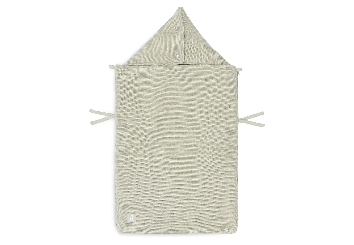 Jollein Fußsack Basic Knit Olive Green - Für Babyschale Kinderautositz Gruppe 0+ und Kinderwagen - Für 3-Punkt- und 5-Punkt-Gurt - Strickmuster und Fleece Futter - Olivgrün