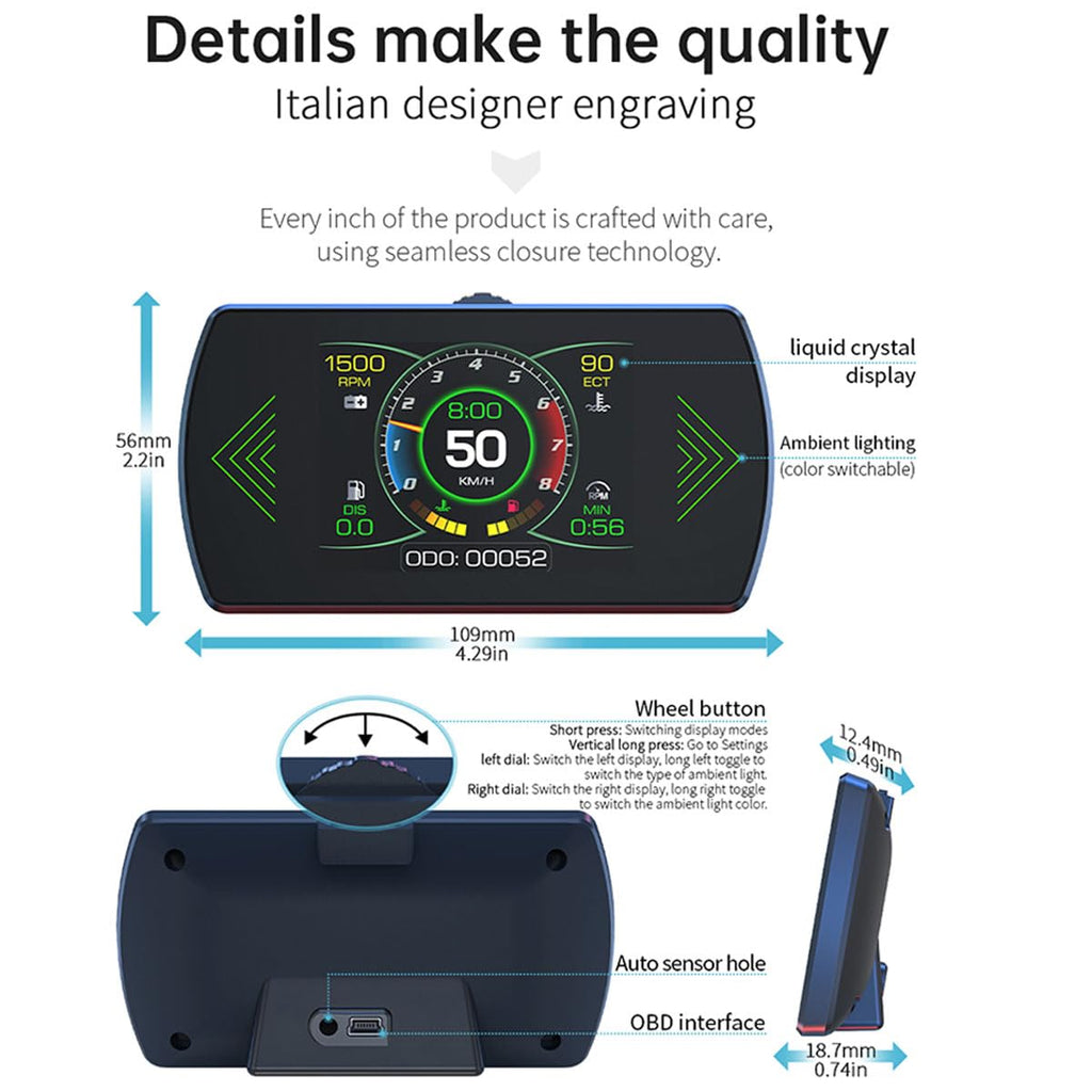 GOFORJUMP P12 5.8 TFT OBD2 Hud Head Up Display Digitaler Auto Geschwindigkeit Projektor Bordcomputer OBD2 Tachometer Windschutzscheibe Projektor