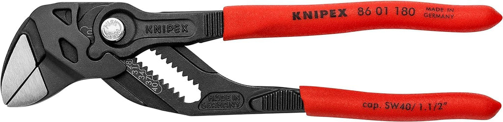 KNIPEX Zangenschlüssel Zange und Schraubenschlüssel in einem Werkzeug auf SB-Karte mit rutschhemmendem Kunststoff, 86 01 180 SB