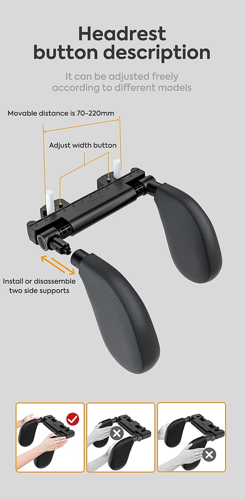 ZOKOE nackenkissen kinder kopfstütze auto kinder Schnelle Montage und Demontage in 1 Minute Atmungsaktiv und weich Stützt Kopf und Nacken Travel Sleep Seitenkissen für Erwachsene (Schwarz)