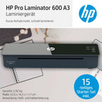 HP Pro Laminator 600 A3, Laminiergerät, 75/80-125 Micron, inklusive Laminierfolien, 3164