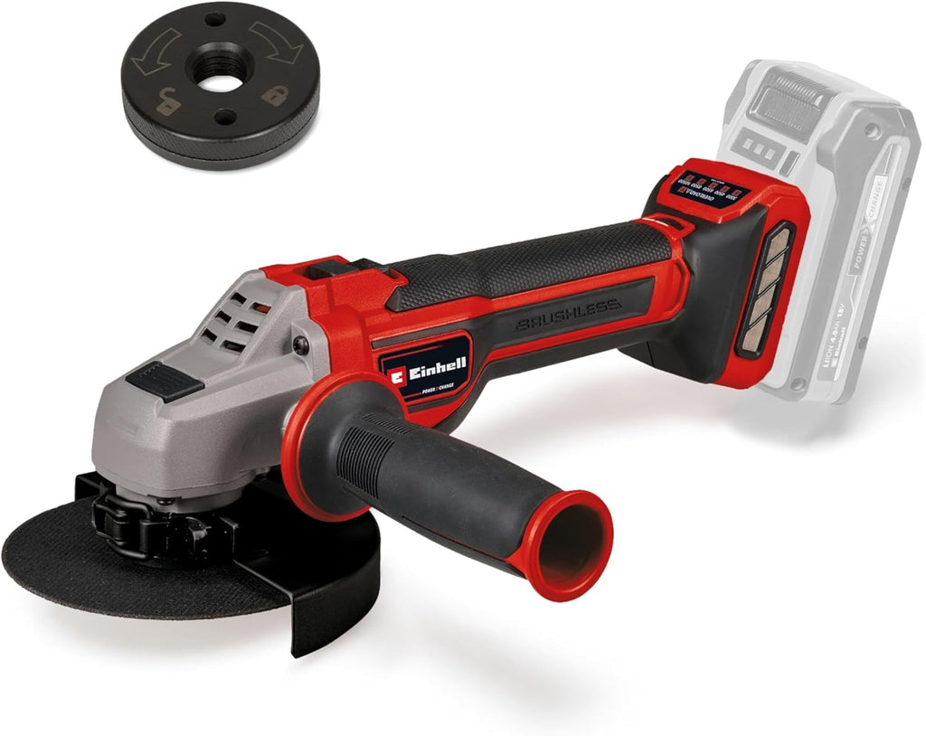 Einhell Professional Akku-Winkelschleifer TP-AG 18/125 CE Q Li Power X-Change (18 V, 900 W, Ø 125 mm, 33 mm Schnitttiefe, Brushless, Konstantelektronik, ohne Trennscheibe, ohne Akku)
