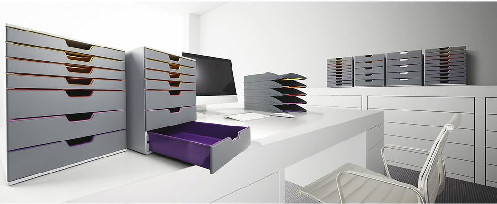 Durable Schubladenbox A4 (Varicolor) 10 Fächer für Dokumentenablage, mit Etiketten zur Beschriftung, mehrfarbig, 761027