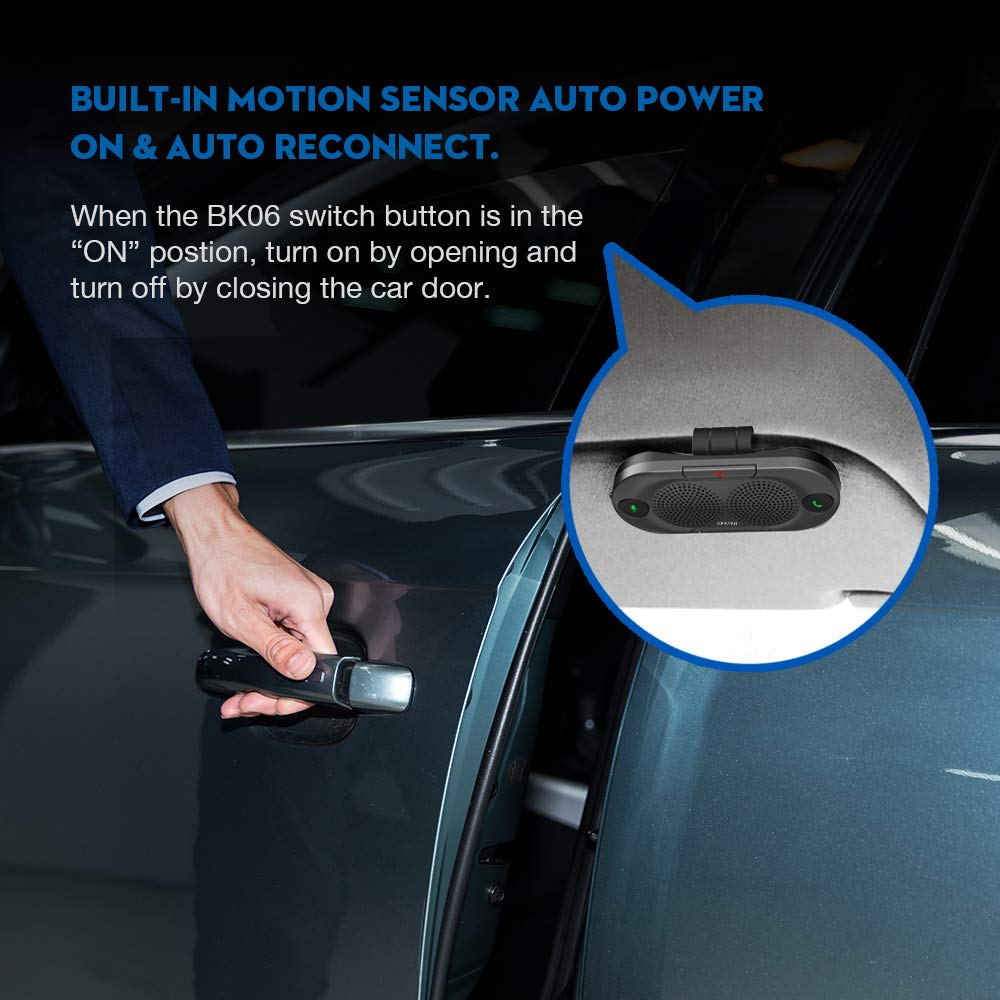 BESIGN BK06 Kfz Bluetooth V5.0 Freisprechanlage Visier Auto Kit, verbindet mit Siri & Google Assistant, Auto EIN Aus, Wireless Freisprecheinrichtung für Auto