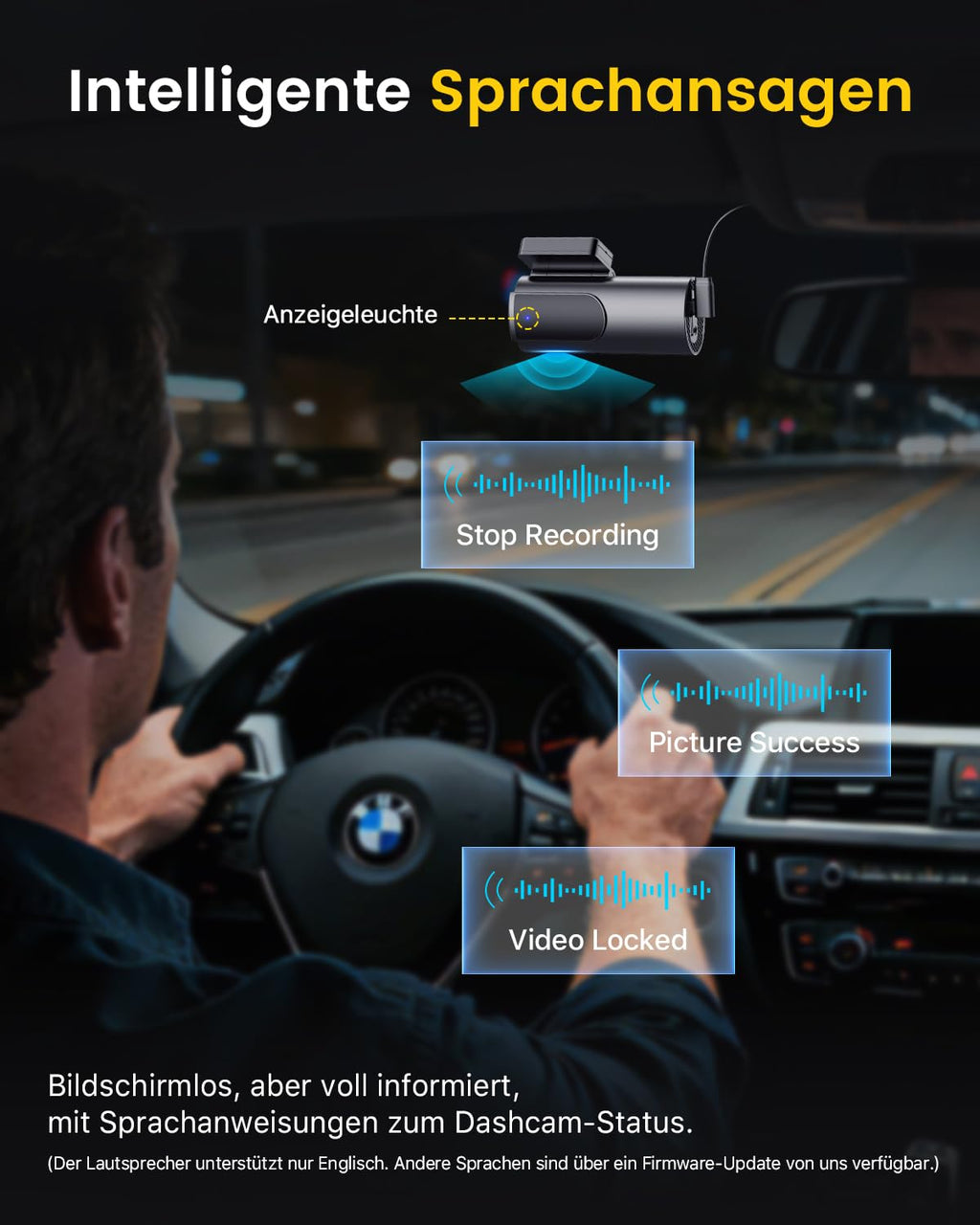 GKU 4K Dashcam Auto Vorne Hinten, 5GHz WiFi Dashcam mit 64GB SD Karte, Auto Kamera mit Parküberwachung, Super Nachtsicht, WDR, 170° Weitwinkel, G-Sensor, Loop-Aufnahme, APP Steuerung, Max 256GB