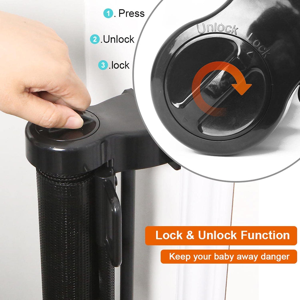 Treppenschutzgitter Türschutzgitter Ausziehbar 0-150 cm,Baby Absperrgitter Schutzgitter Treppe für Kinder,Katzen und Hunde,Geeignet für Innen Außenbereich (Schwarz-150CM)