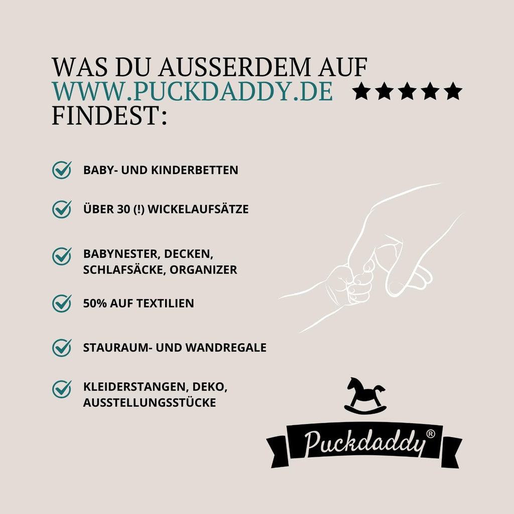 Puckdaddy® Moritz | Wickelaufsatz für IKEA Malm Kommode u.Ä. | weiß | 80x78x10 cm | Wickelauflage aus MDF-Holz | hochwertiger Premium Aufsatz als Wickelkommode | inkl. Montagematerial zur Wandmontage