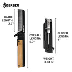 Gerber Taschenklappmesser, Klingenlänge: 6,86 cm, Quadrant, Bambus-Design, 30-001669