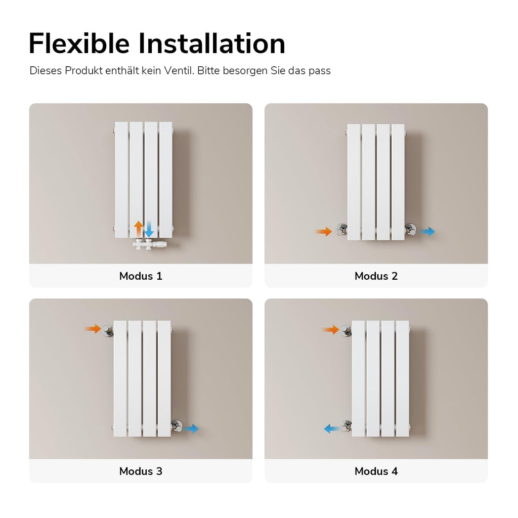 EMKE Design Heizkörper Klein, 600x304 mm Vertikal Flachheizkörper mit Mittelanschluss, Einlagig Weiß Paneelheizkörper Wandheizkörper für Bad, Schlafzimmer & Wohnzimmer, 210W