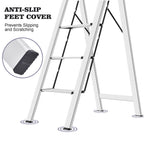KINGRACK Leiter Aluminium, Trittleiter 4 stufen klappbar, leiter 4 stufen mit Handlauf, rutschfeste Haushaltsleiter mit Klappsicherung, Aluleiter Belastbar bis 150 kg, für Zuhause, Büro, Garten,Silber