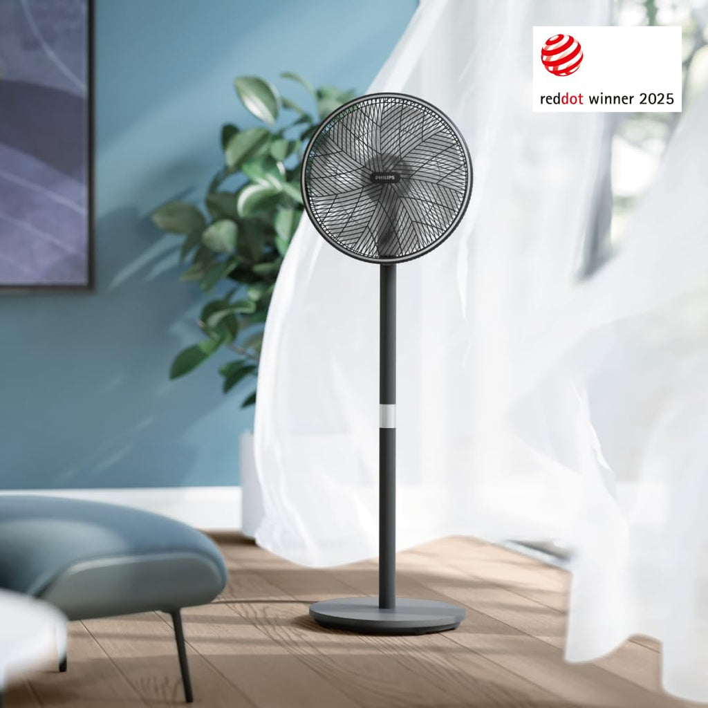 Philips Smart Standventilator Serie 3000. Starke & extrem leise SilentWings-Technologie. 19 dB. 2-in-1-Tisch- & Standventilator. Neig- & drehbar. App-Steuerung. 12-St.-Timer. Schwarz (CX3550/01)