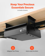 VEVOR Untertisch Schublade 365x335x185 mm, Unterbau Schreibtisch, versteckter Schreibtisch-Aufbewahrungs-Organizer, abschließbare Bleistiftschublade unter dem Tisch für Sitz-Steh-Arbeitsplätze