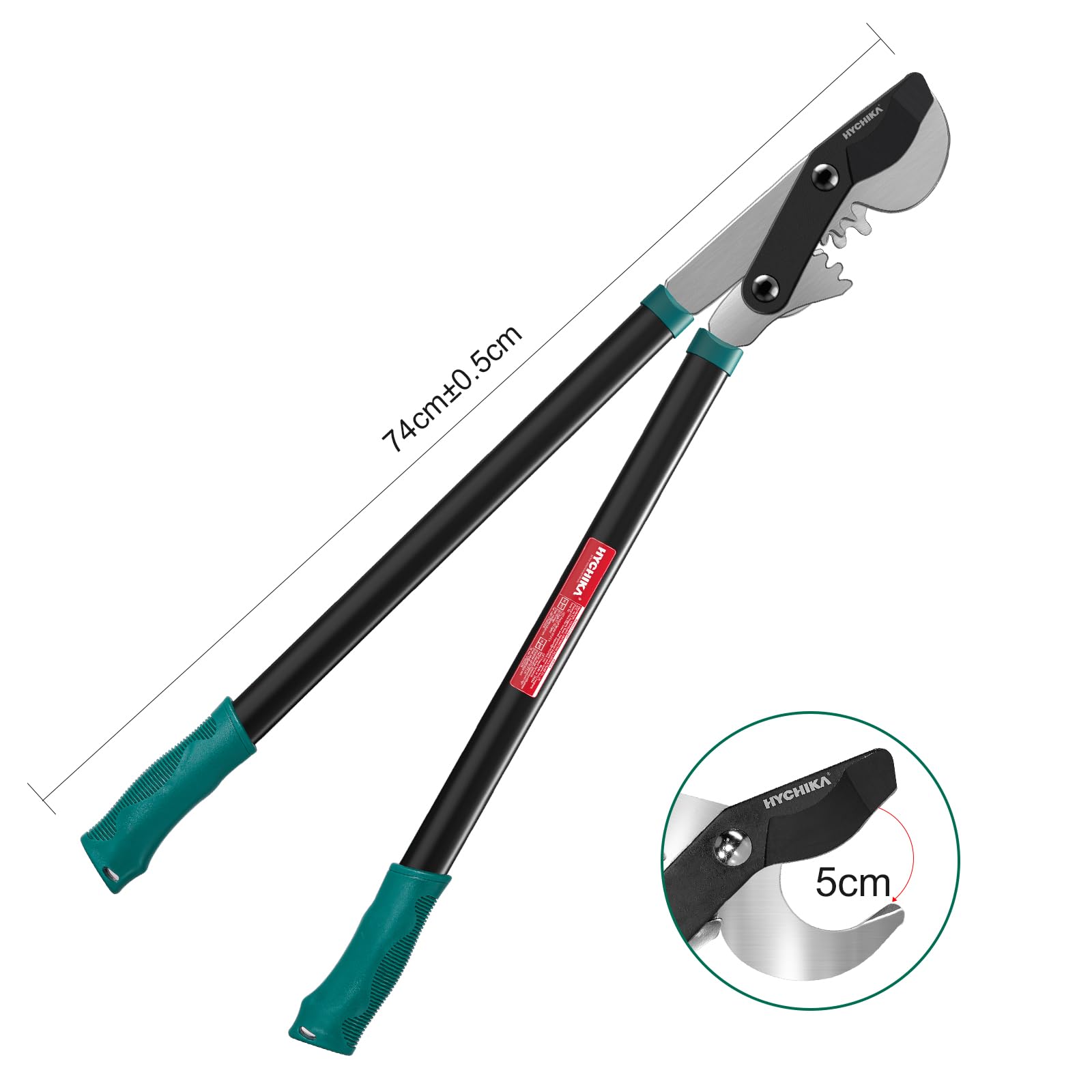HYCHIKA Bypass Astschere für Garten 74cm, Leichte Astschere Amboss, Karbonstahlklingen, Einfaches Trimmen Cuts Ø50 mm max., Arbeitssparende mit Scharfen Klingen
