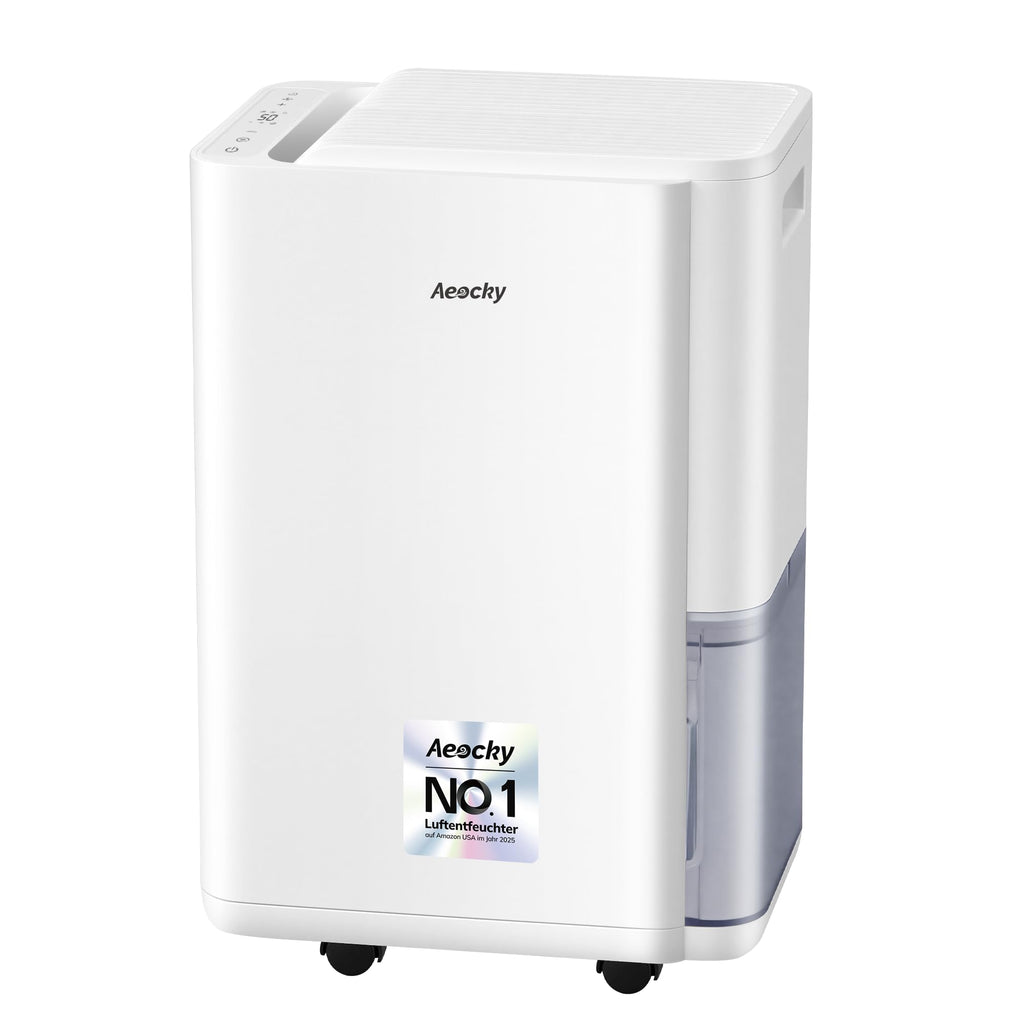 AEOCKY 20L/d, luftentfeuchter elektrisch, Raumgröße ca.160m³(40m²), Smart Luftentfeuchter mit Ablaufschlauch, Geeignet für Keller, Waschküche, Schlafzimmer, Badezimmer