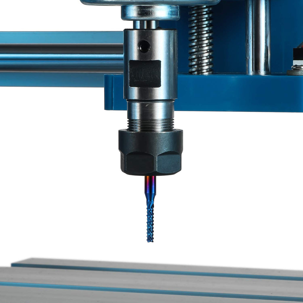 Genmitsu Schaftfräser-Satz mit insgesamt 40 CNC Router Bits, 3,175mm (1/8") Schaft, CNC Fräser-Satz mit 2-Nuten Flach- als auch Kugelkopffräsern, Nano Blue Beschichtung & Titan Beschichtung, MC40A