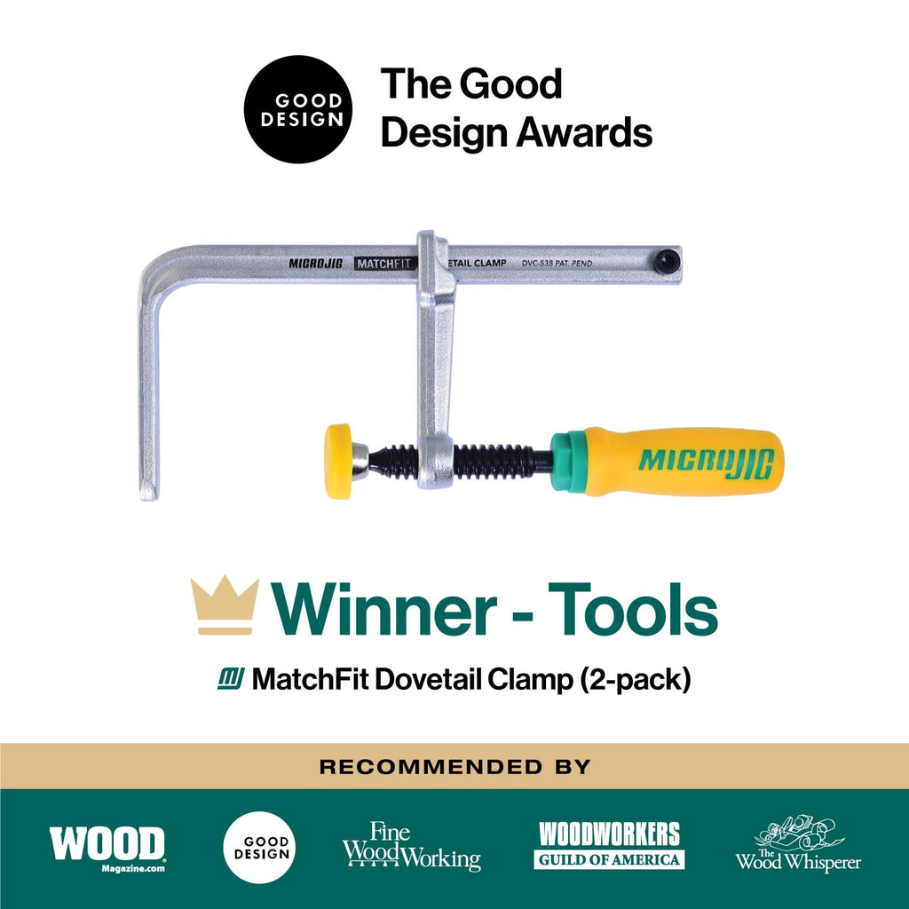 MicroJig MatchFit Dovetail Clamps – Zwingen für 14° Schwalbenschwanz-Nuten | Spannweite 130 mm, 269 kg Spannkraft, Werkbank-Zubehör